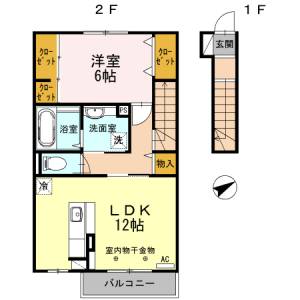 ボナール朝倉西町 202の間取り画像