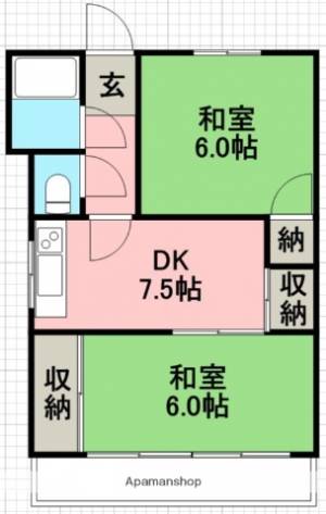 一柳アパートⅠ東棟 20の間取り画像