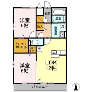 ウィル・フォーレスト　Ａ棟 Ａ３０３の間取り画像