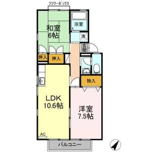 ジュネス北本町　Ｂ棟 Ｂ２０２の間取り画像