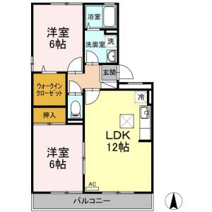 ヴィレッジ札場　Ａ棟 Ａ１０５の間取り画像