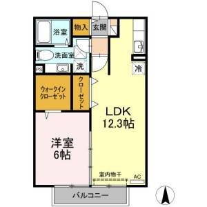 リヴェール北御座　Ｂ棟 Ｂ２０３の間取り画像