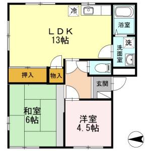 フジパレス高知　Ｂ棟 Ｂ１０１の間取り画像