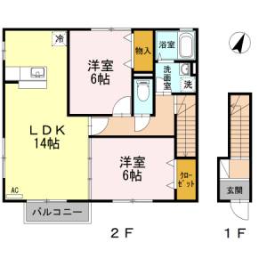 ジュパール　Ⅱ棟 Ⅱ２０１の間取り画像