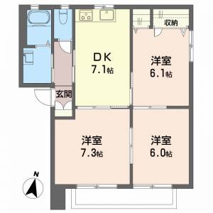 シャーメゾン旭町 Ｂ１０２の間取り画像