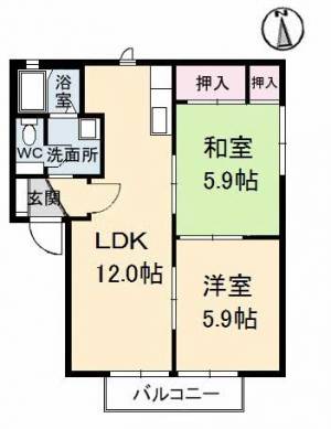 森田ハイツ　Ａ棟 Ａ２０２の間取り画像