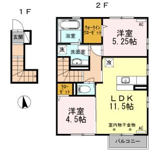 グリーンコートＡ棟　Ａ棟 Ａ２０１の間取り画像