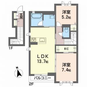 シャーメゾン　ｋａｗａｋｉｔａ　ｎｅｏ 201の間取り画像