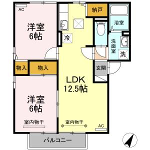 エスポワール　Ａ棟 Ａ１０２の間取り画像