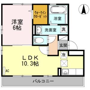 リビングタウン北川添　Ｂ棟 Ｂ１０２の間取り画像