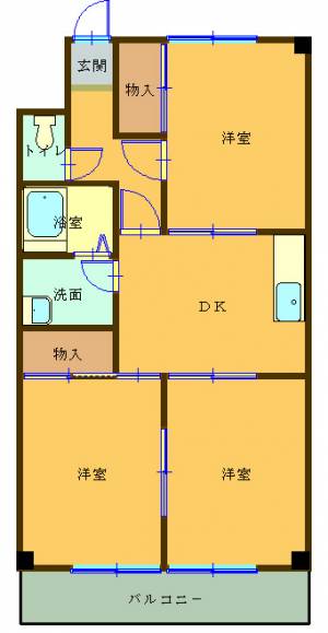 ダイヤモンドハイツみかづき 102の間取り画像