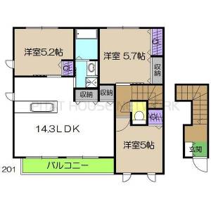 グランマスト杉井流ⅡＣ棟 C201の間取り画像