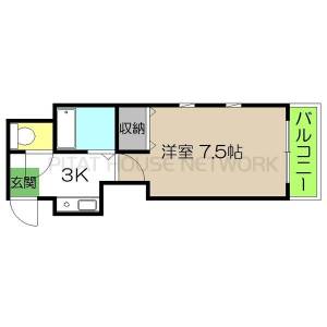 高知市上町アパート 301の間取り画像