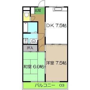 あざみのスクエアⅡ（402） 2の間取り画像