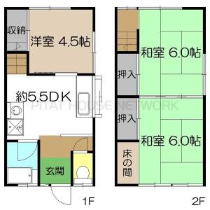 仲田ハイツ 1-2Fの間取り画像