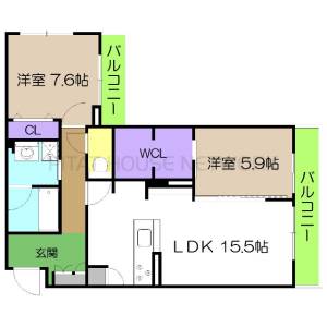 ベレオガーデンズ　Ｍｉｗａ 206の間取り画像