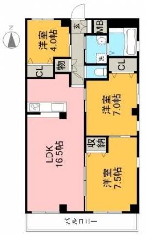 ヴュー鏡川　（3ＬＤＫ） 301の間取り画像