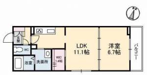 高知市南金田 賃貸マンション 1LDK 303の間取り画像