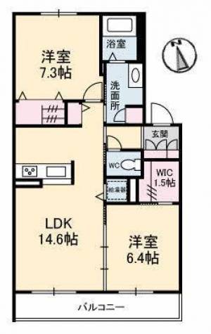 高知市西久万 賃貸マンション 2LDK 302の間取り画像