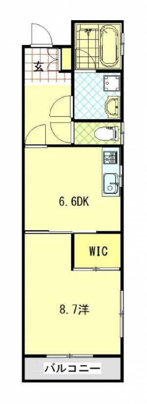 高知市鷹匠町2丁目 賃貸マンション 1DK 301の間取り画像