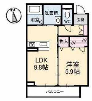 ベレオ弓張月 302の間取り画像