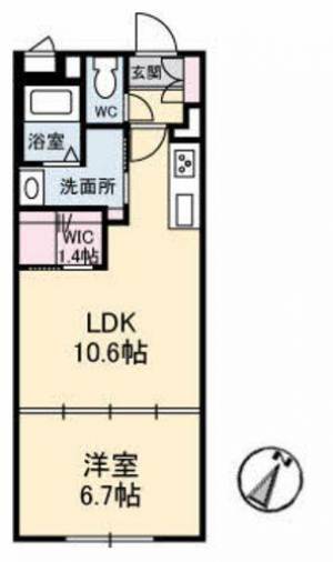 高知市東秦泉寺 賃貸マンション 1LDK 302の間取り画像