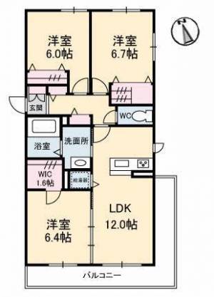 シャーメゾン初月II Ｂ棟 308の間取り画像