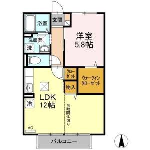 リヴェール北御座　Ａ棟 102の間取り画像