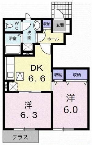 ヴィラ緑ヶ丘　Ⅱ 102の間取り画像