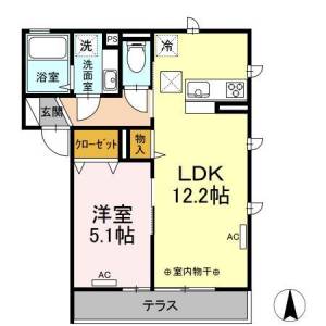 高知市薊野中町 賃貸アパート 1LDK 301の間取り画像