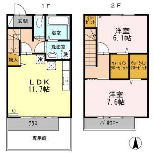 高知市薊野北町4丁目 賃貸アパート 2LDK 103の間取り画像