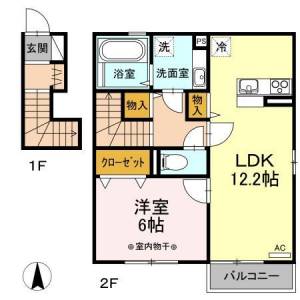 高知市北川添 賃貸アパート 1LDK 201の間取り画像