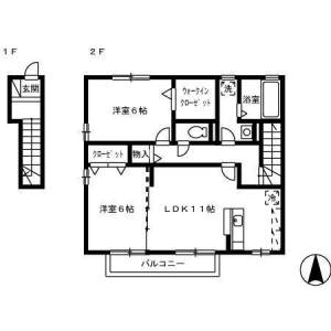 高知市中万々 賃貸アパート 2LDK 201の間取り画像