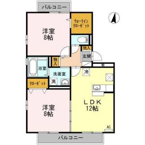 高知市南川添10-7 賃貸アパート 2LDK 102の間取り画像