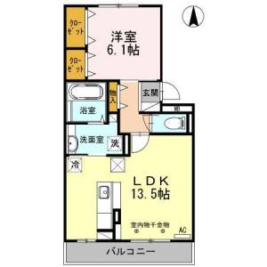 高知市杉井流 賃貸アパート 1LDK 202の間取り画像