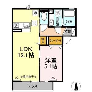 高知市薊野中町 賃貸アパート 1LDK 102の間取り画像