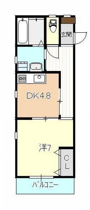 高知市南川添 賃貸アパート 1DK 303の間取り画像