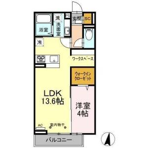 高知市南金田 賃貸アパート 1LDK 303の間取り画像