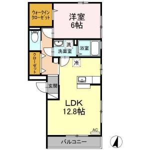 高知市薊野西町3丁目 賃貸アパート 1LDK 202の間取り画像