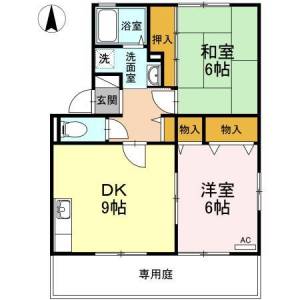 高知市高そね 賃貸アパート 2DK 102の間取り画像