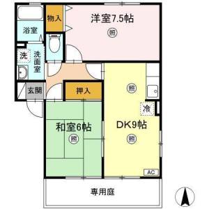 高知市高そね 賃貸アパート 2DK 102の間取り画像