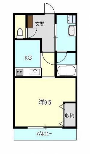 高知市南川添 賃貸アパート 1DK 402の間取り画像