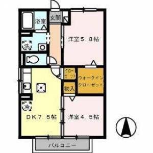 リヴェール北御座　Ａ棟 106の間取り画像