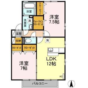 高知市一宮西町2丁目 賃貸アパート 2LDK 201の間取り画像