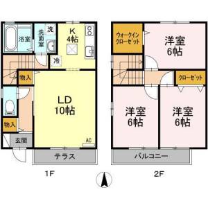 高知市万々 賃貸アパート 3LDK 101の間取り画像