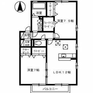 高知市一宮西町2丁目 賃貸アパート 2LDK 202の間取り画像