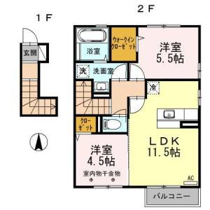 高知市一宮中町3丁目 賃貸アパート 1LDK 201の間取り画像