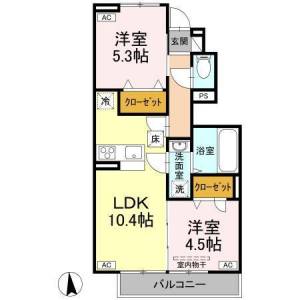 高知市福井町 賃貸新築アパート 2LDK 106の間取り画像