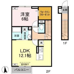 高知市福井町 賃貸新築アパート 1LDK 203の間取り画像