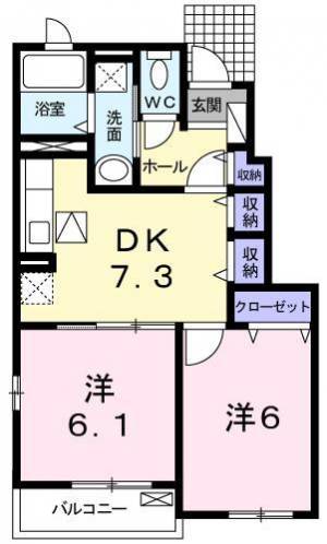 サニーレジデンス　Ａ 102の間取り画像